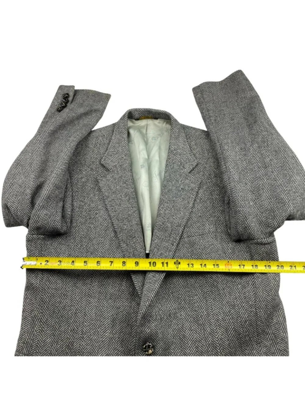 VTG Imperial Haggar Men's 100% Wool Tweed Blazer Gray Herringbone • USA • 42R